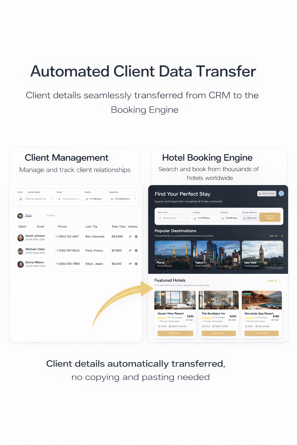 CRM and booking engine connected